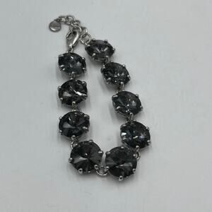 Stella & Dot Amelie Smokey Gray Hematite Crystal Silver Tone Bracelet